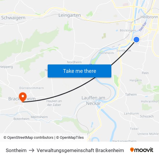 Sontheim to Verwaltungsgemeinschaft Brackenheim map