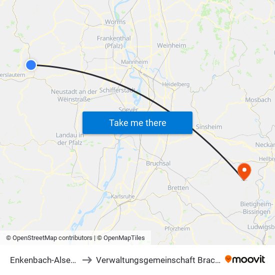 Enkenbach-Alsenborn to Verwaltungsgemeinschaft Brackenheim map