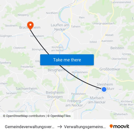 Gemeindeverwaltungsverband Steinheim-Murr to Verwaltungsgemeinschaft Brackenheim map