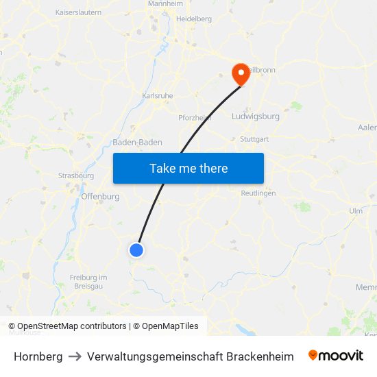 Hornberg to Verwaltungsgemeinschaft Brackenheim map