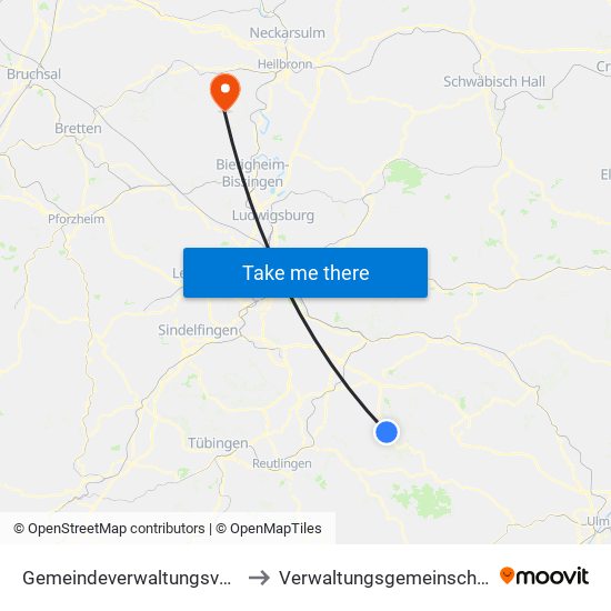 Gemeindeverwaltungsverband Lenningen to Verwaltungsgemeinschaft Brackenheim map