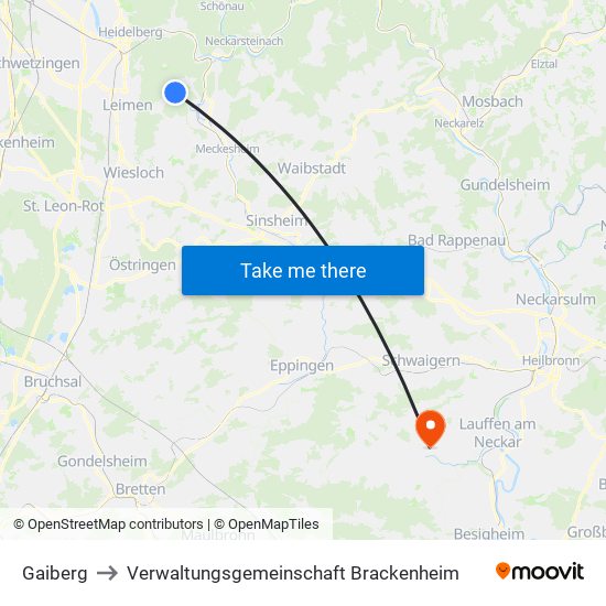 Gaiberg to Verwaltungsgemeinschaft Brackenheim map