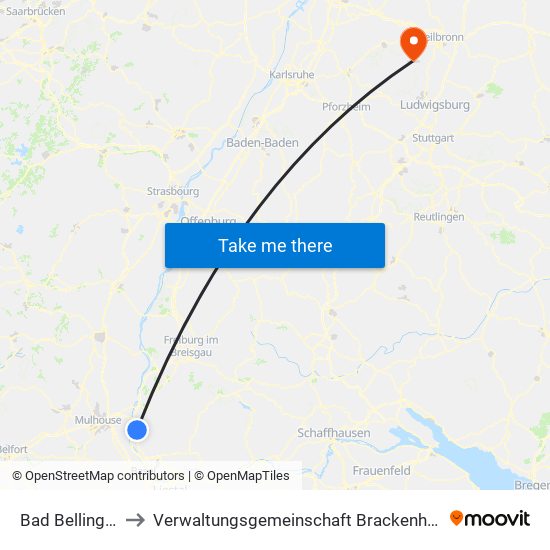 Bad Bellingen to Verwaltungsgemeinschaft Brackenheim map