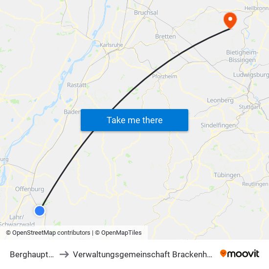 Berghaupten to Verwaltungsgemeinschaft Brackenheim map