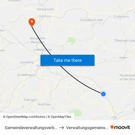 Gemeindeverwaltungsverband Lonsee-Amstetten to Verwaltungsgemeinschaft Brackenheim map