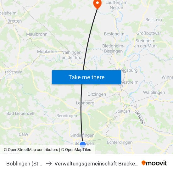 Böblingen (Stadt) to Verwaltungsgemeinschaft Brackenheim map