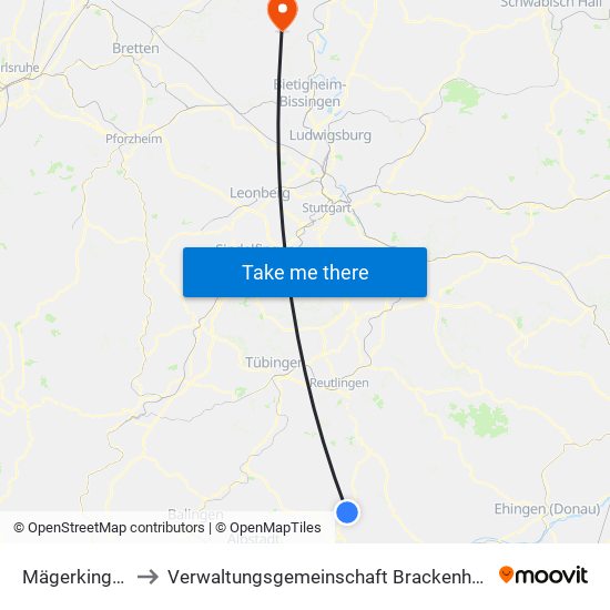 Mägerkingen to Verwaltungsgemeinschaft Brackenheim map