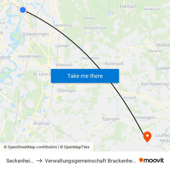 Seckenheim to Verwaltungsgemeinschaft Brackenheim map