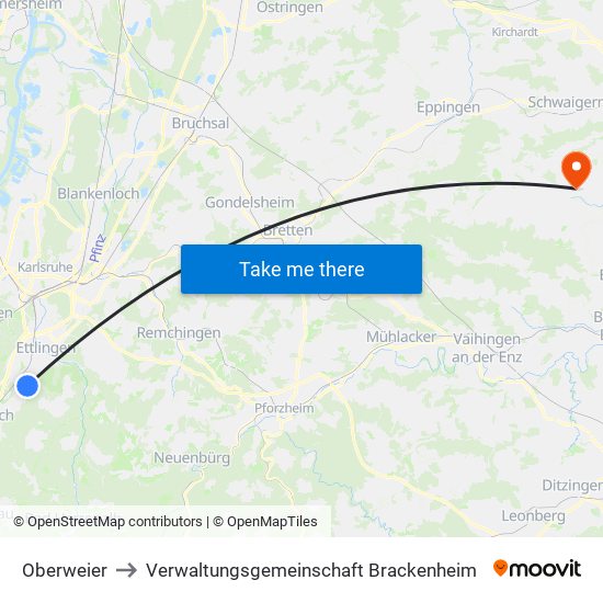 Oberweier to Verwaltungsgemeinschaft Brackenheim map