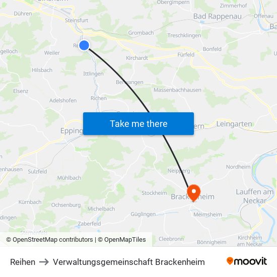 Reihen to Verwaltungsgemeinschaft Brackenheim map