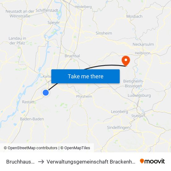 Bruchhausen to Verwaltungsgemeinschaft Brackenheim map