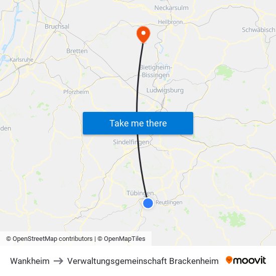 Wankheim to Verwaltungsgemeinschaft Brackenheim map