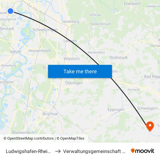 Ludwigshafen-Rheingönheim to Verwaltungsgemeinschaft Brackenheim map