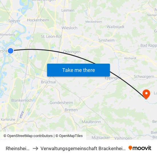 Rheinsheim to Verwaltungsgemeinschaft Brackenheim map