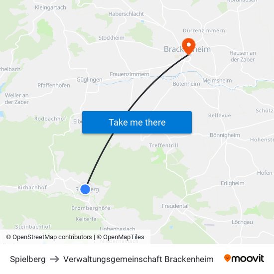 Spielberg to Verwaltungsgemeinschaft Brackenheim map