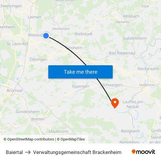 Baiertal to Verwaltungsgemeinschaft Brackenheim map