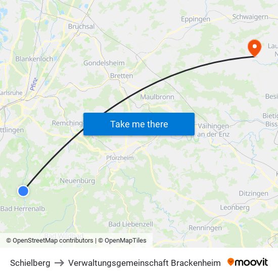 Schielberg to Verwaltungsgemeinschaft Brackenheim map