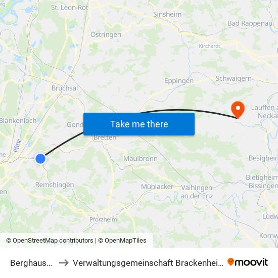 Berghausen to Verwaltungsgemeinschaft Brackenheim map