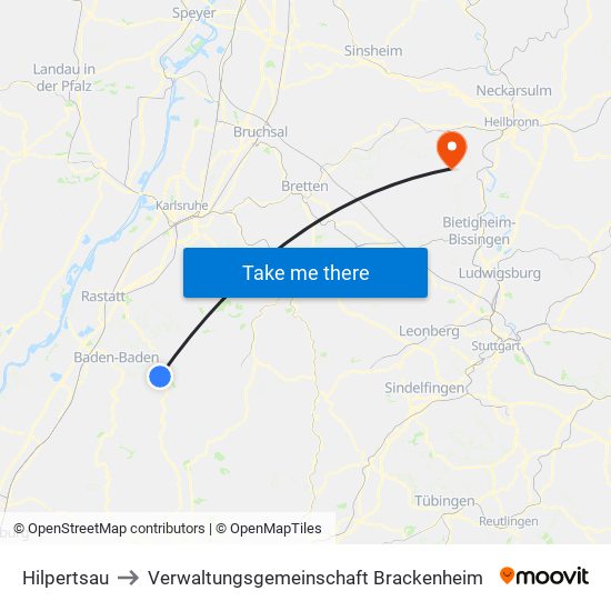 Hilpertsau to Verwaltungsgemeinschaft Brackenheim map