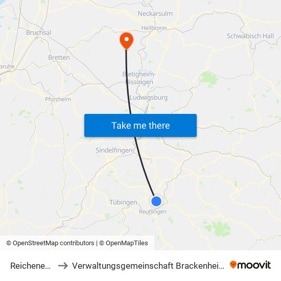 Reicheneck to Verwaltungsgemeinschaft Brackenheim map