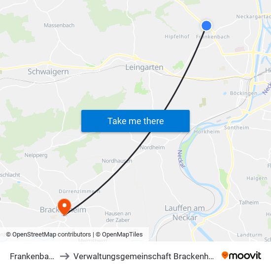 Frankenbach to Verwaltungsgemeinschaft Brackenheim map