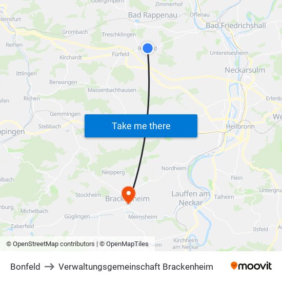 Bonfeld to Verwaltungsgemeinschaft Brackenheim map