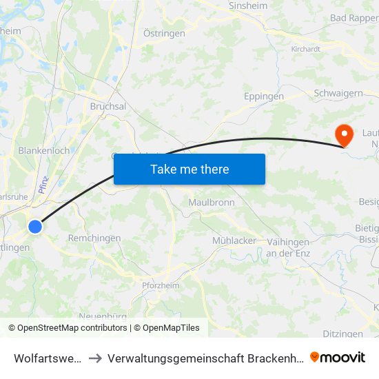 Wolfartsweier to Verwaltungsgemeinschaft Brackenheim map