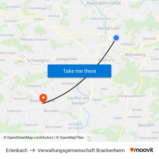 Erlenbach to Verwaltungsgemeinschaft Brackenheim map