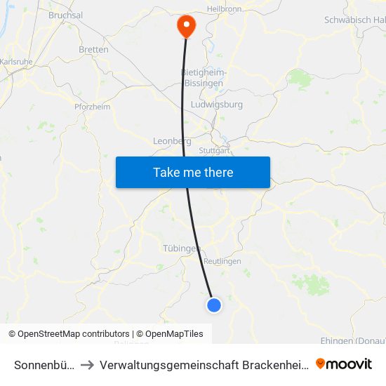 Sonnenbühl to Verwaltungsgemeinschaft Brackenheim map