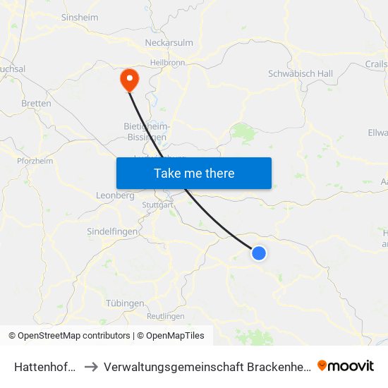 Hattenhofen to Verwaltungsgemeinschaft Brackenheim map