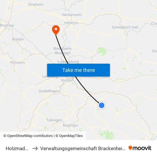 Holzmaden to Verwaltungsgemeinschaft Brackenheim map