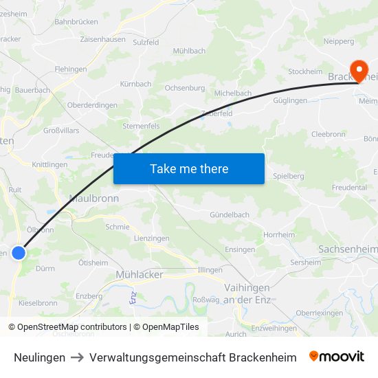 Neulingen to Verwaltungsgemeinschaft Brackenheim map