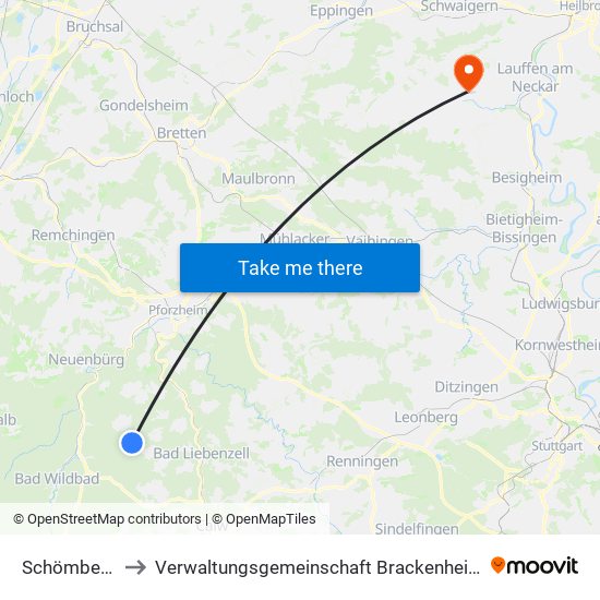 Schömberg to Verwaltungsgemeinschaft Brackenheim map