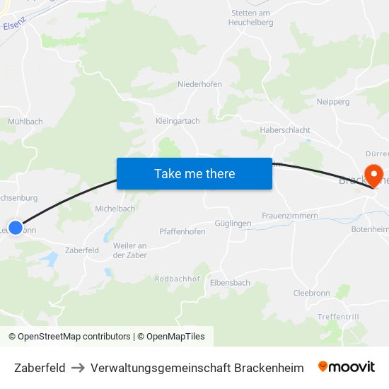 Zaberfeld to Verwaltungsgemeinschaft Brackenheim map