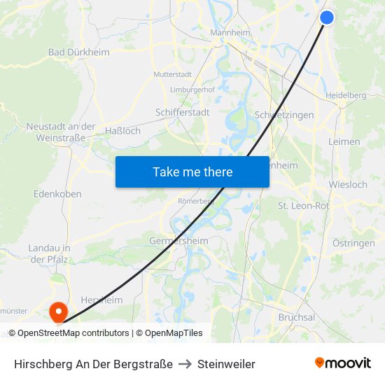 Hirschberg An Der Bergstraße to Steinweiler map