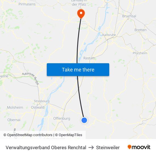 Verwaltungsverband Oberes Renchtal to Steinweiler map