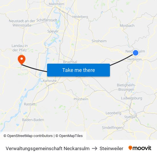 Verwaltungsgemeinschaft Neckarsulm to Steinweiler map