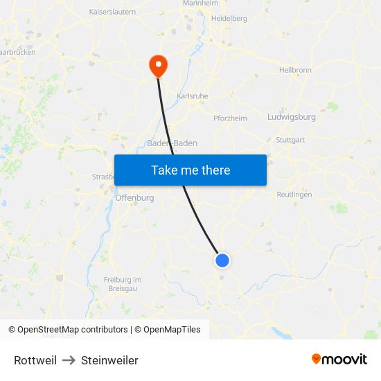 Rottweil to Steinweiler map