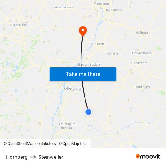 Hornberg to Steinweiler map