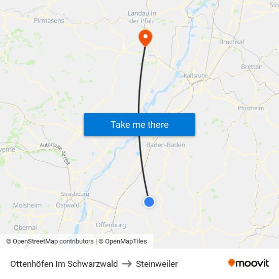 Ottenhöfen Im Schwarzwald to Steinweiler map