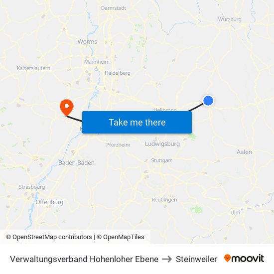 Verwaltungsverband Hohenloher Ebene to Steinweiler map