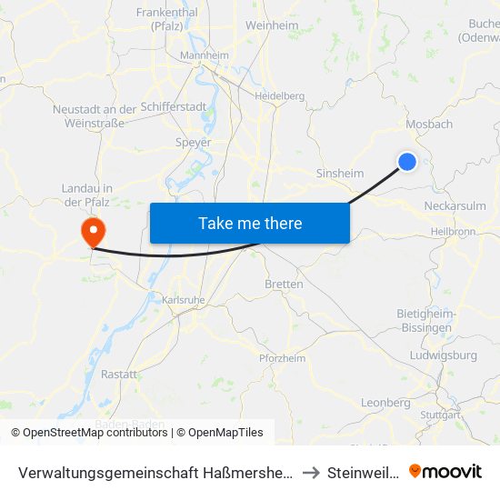 Verwaltungsgemeinschaft Haßmersheim to Steinweiler map