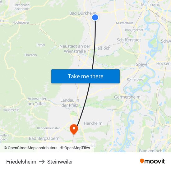 Friedelsheim to Steinweiler map