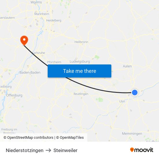 Niederstotzingen to Steinweiler map