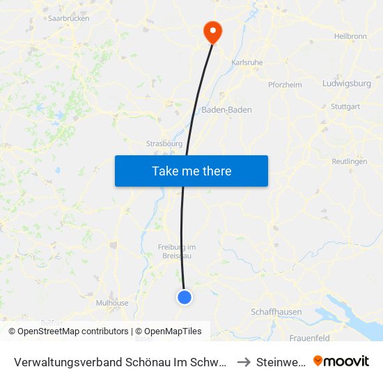 Verwaltungsverband Schönau Im Schwarzwald to Steinweiler map