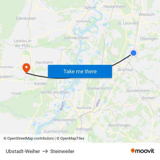 Ubstadt-Weiher to Steinweiler map