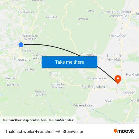 Thaleischweiler-Fröschen to Steinweiler map