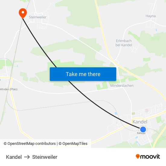 Kandel to Steinweiler map