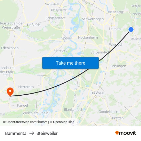 Bammental to Steinweiler map