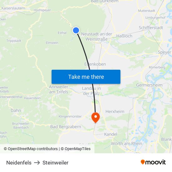 Neidenfels to Steinweiler map